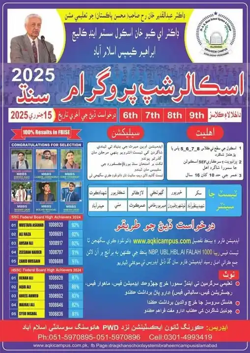 Dr. AQ Khan Scholarship Program 2025